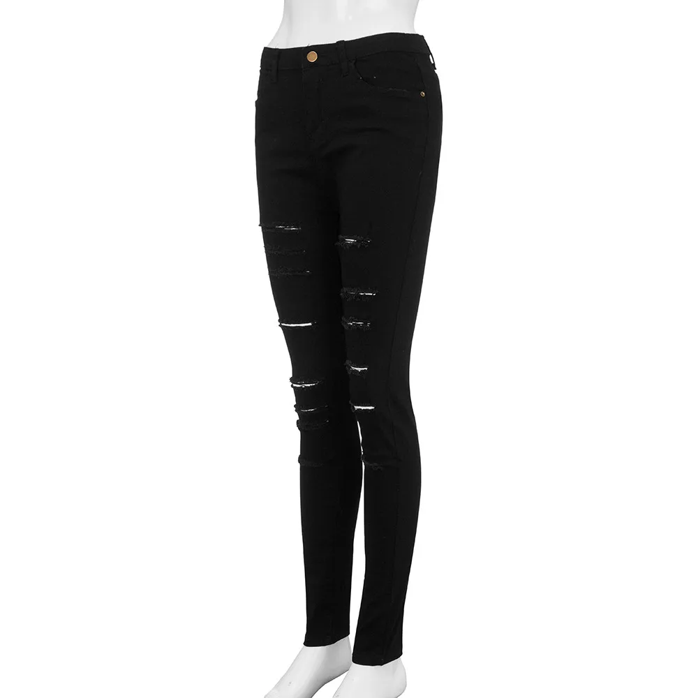 Jaycosin New Fashion Ladies Casual Skinny Mid Waist Jeans Elastic Denim Long Pants Stretch Slim Jeans Slim Jeans for Women 10#4