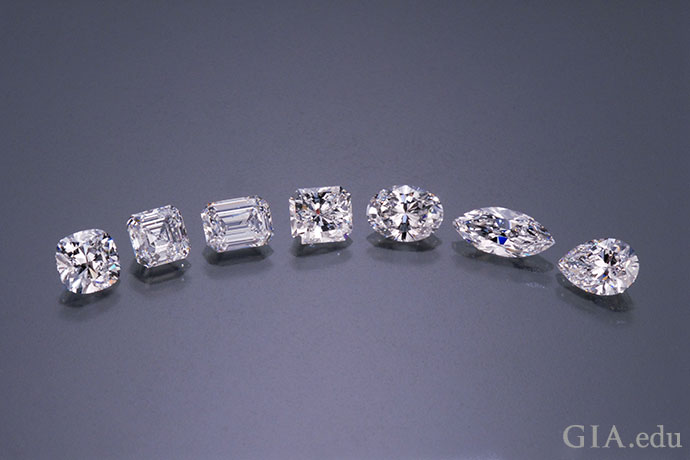 A range of fancy diamond shapes and cuts. 