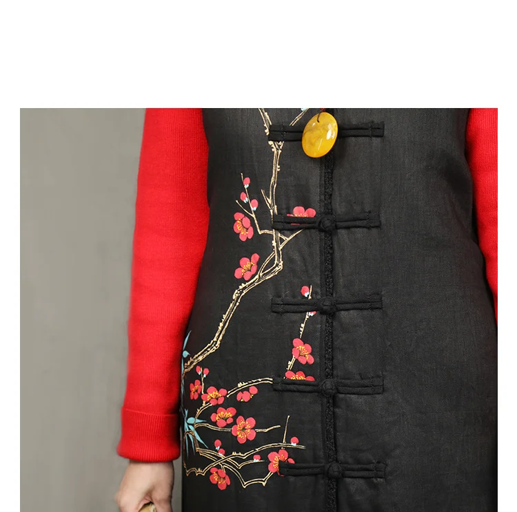 LZJN 2020 Spring Vest Women Waistcoat Warm Fleece Traditional Chinese Cardigan Long  Vest Ladies Sleeveless Veste Femme (15)