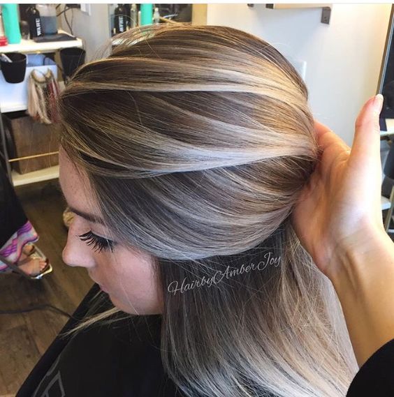 Gray blonde balayage hairstyle
