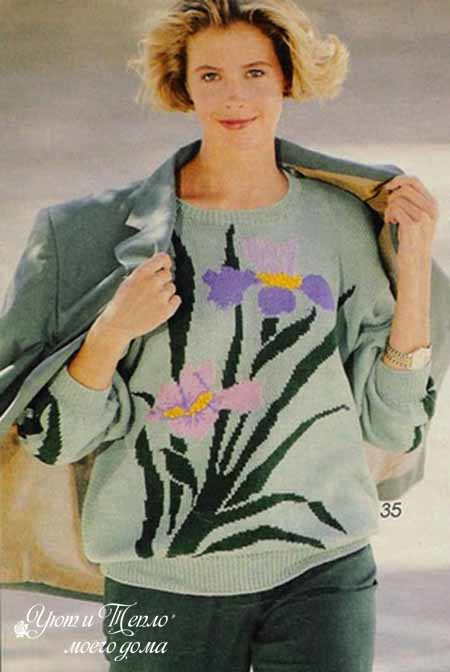 pulover s cvetochnym uzorom