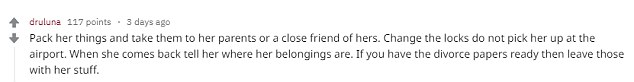 He was soon flooded with outraged comments from users, urging him to see a lawyer and proceed with divorce papers