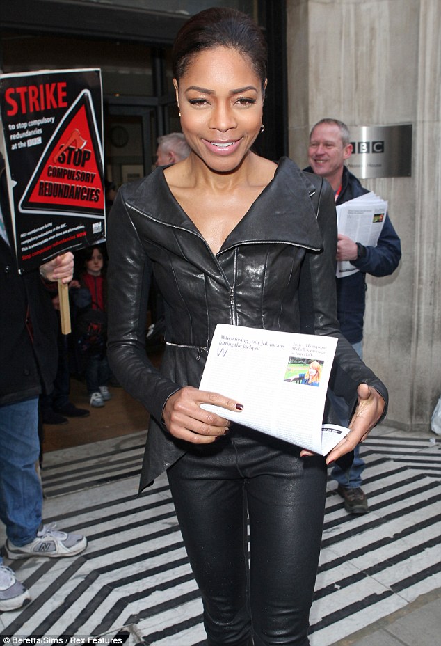 Biker chic: Naomie Harris stepped out in an all leather ensemble on Monday in London