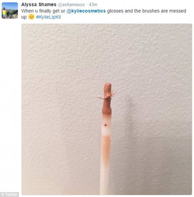 After a long wait for her lip gloss to arrive, Alyssa Shames posted this photo showing the damaged brush
