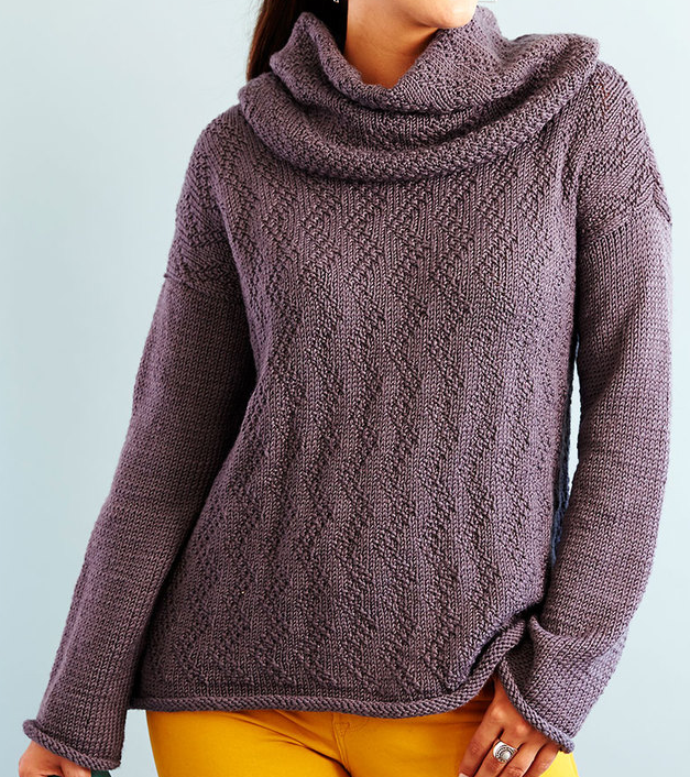 Free Knitting Pattern for Feather Chic Sweater & Removable Cowl