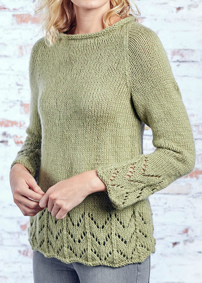 Free Knitting Pattern for Fluted Lace Pullover