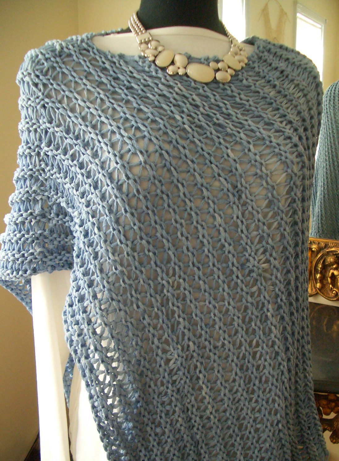 Free Knitting Pattern for Ridged Wrap Poncho