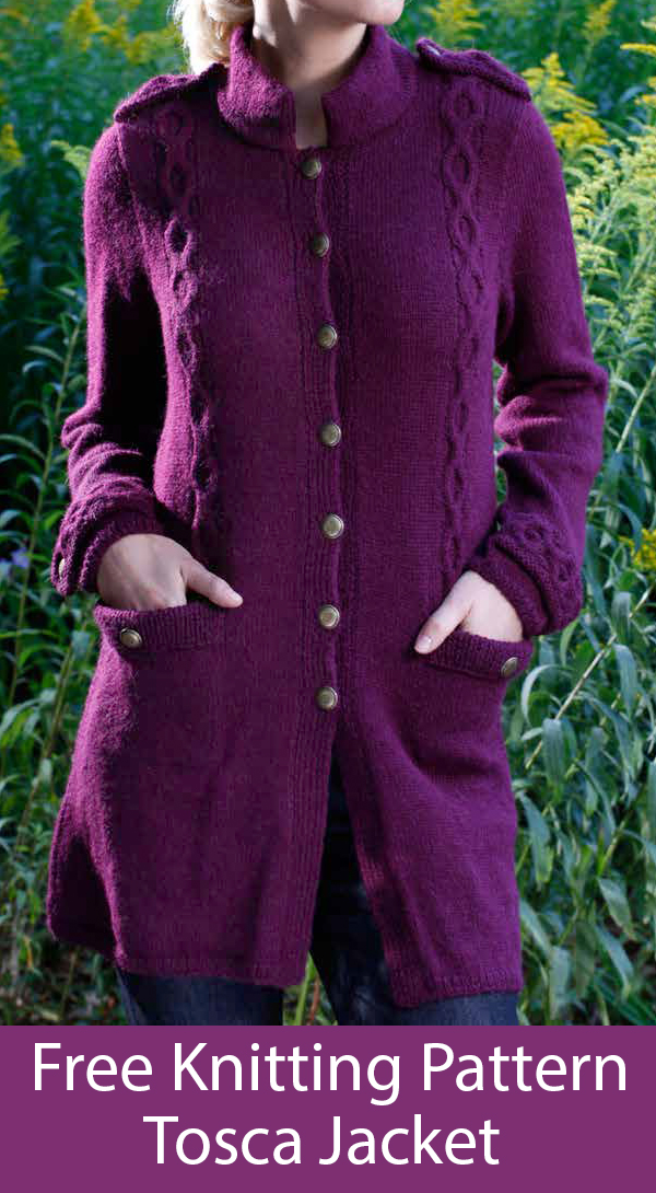 Free Knitting Pattern for Tosca Jacket with Pockets