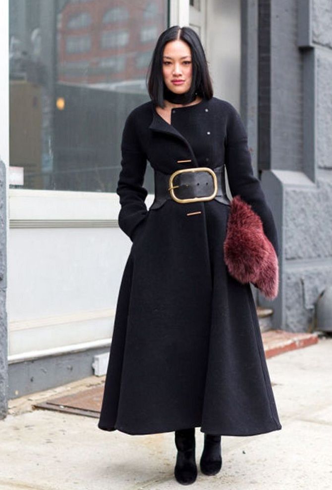 черное женское пальто