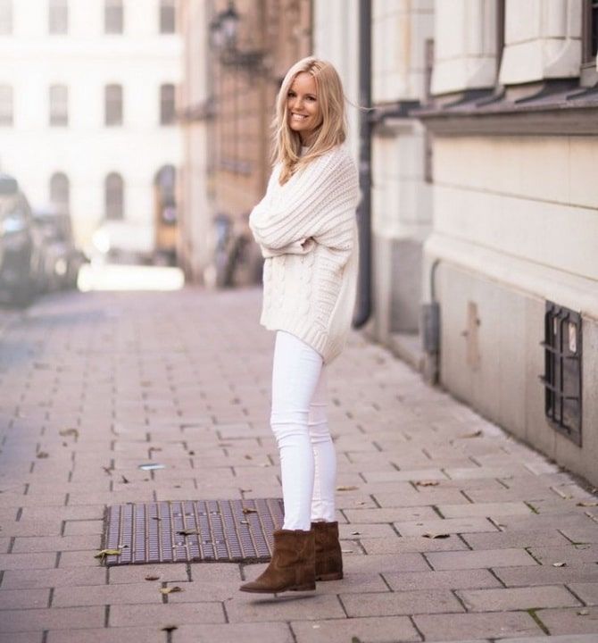 Как носить белые джинсы: создаем уютные осенние луки 13