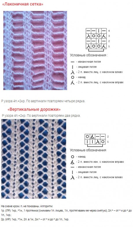 схемы вязания простых узоров спицами