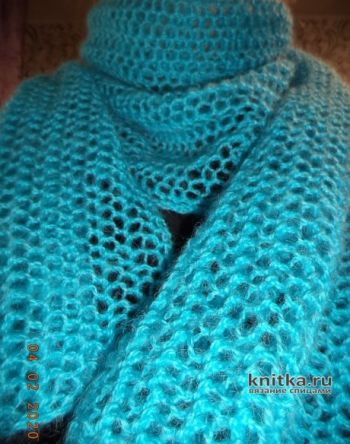 Простой ажурный узор для вязания шарфа спицами