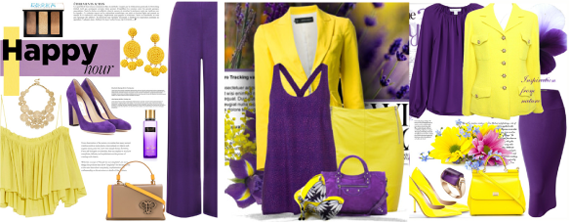 сочетание фиолетового и желтого в одежде