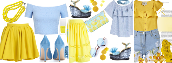 сочетание голубого и желтого цвета в одежде
