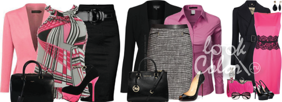 сочетание черного и розового цвета в одежде 3