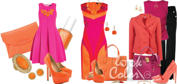 сочетание оранжевого и розового в одежде 3
