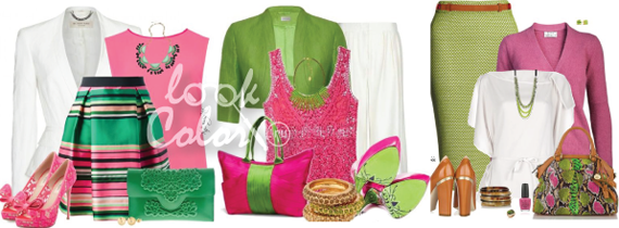 сочетание зеленого и розового в одежде 4