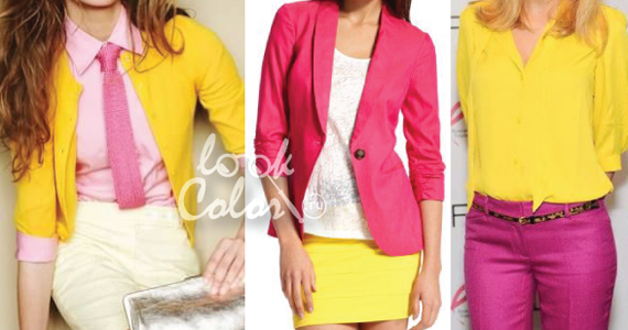 сочетание желтого и розового цвета в одежде 1
