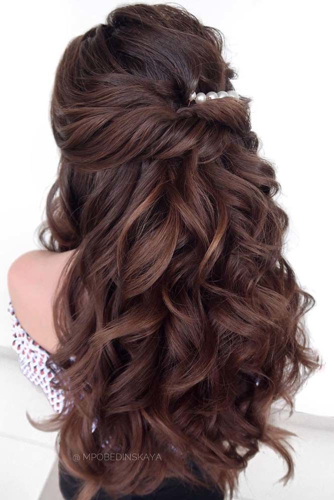 Half Up Twisted Accessorized Formal Hairstyles #formalhairstyles #longhair #hairstyles
