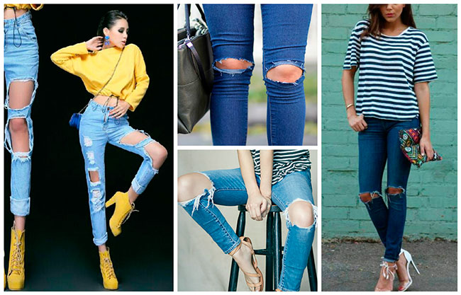 джинсы с порванными коленками