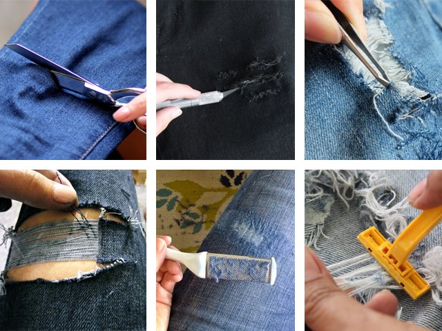 Чем делать дырки на джинсах