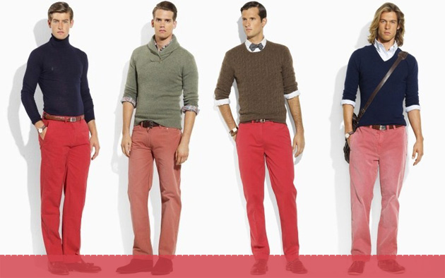 Мужчины в красных джинсах