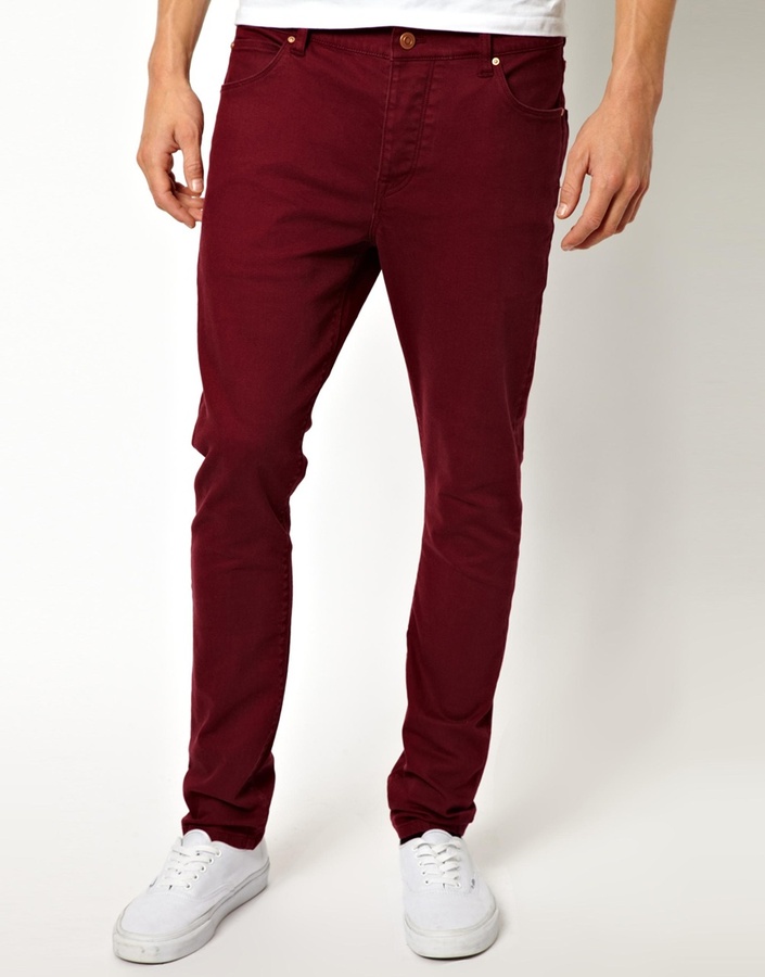 Мужские темно-красные джинсы