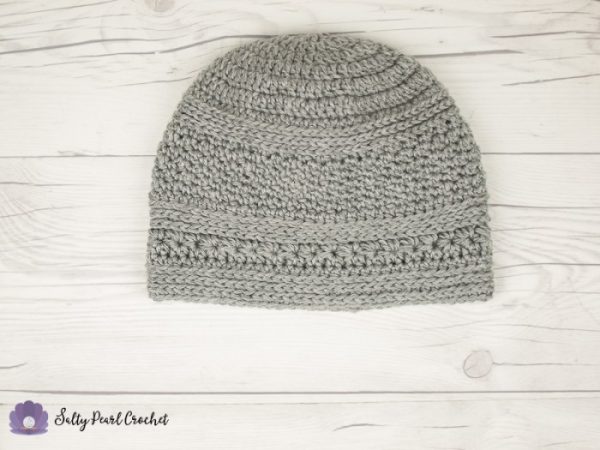 Free Silver Beach Crochet Beanie - These 14 crochet hat patterns for men are unique, fun to make and stylish. Pick up your hook and your favorite crochet beanie pattern and get stitching!  #crochethatpatterns #crochethatsformen #menscrochetbeanies