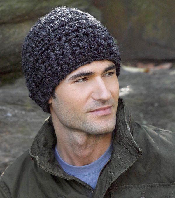 Simple Grey Crochet Hat - These 14 crochet hat patterns for men are unique, fun to make and stylish. Pick up your hook and your favorite crochet beanie pattern and get stitching!  #crochethatpatterns #crochethatsformen #menscrochetbeanies