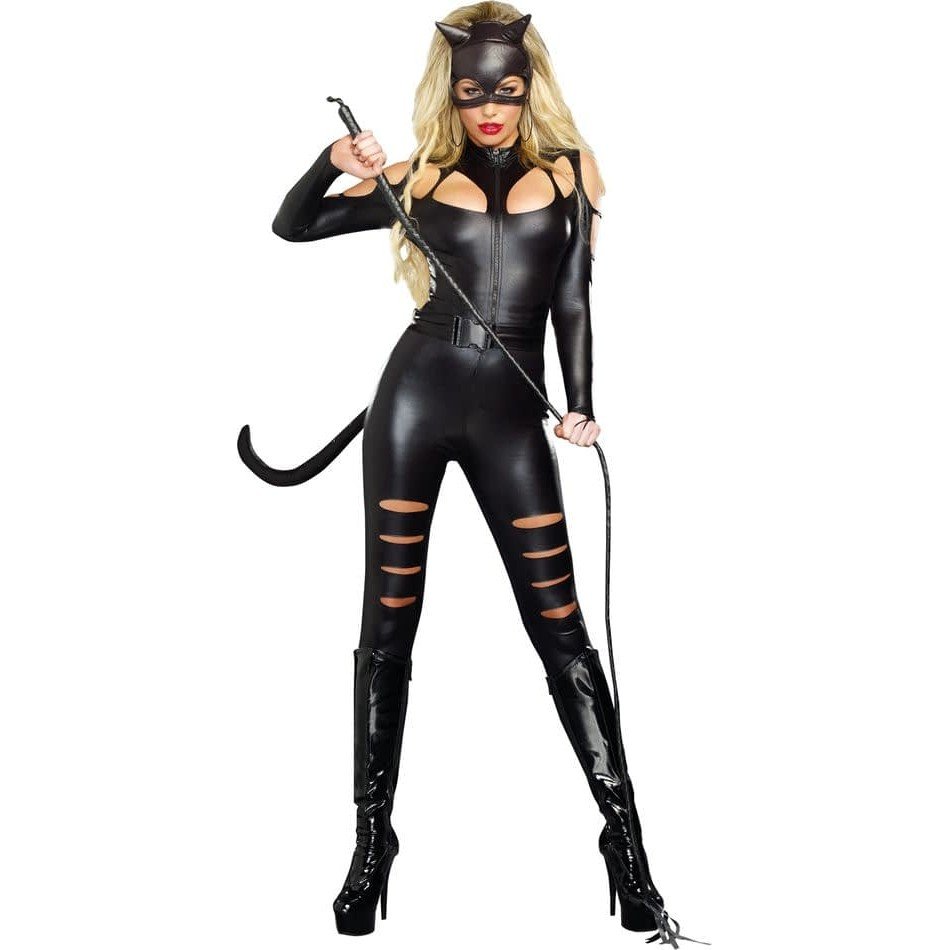 Костюм черной кошки на хэллоуин с декором