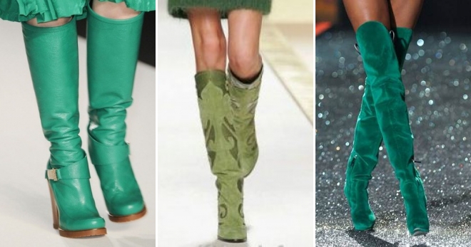 Зеленые сапоги – с чем носить и как создавать модные луки?