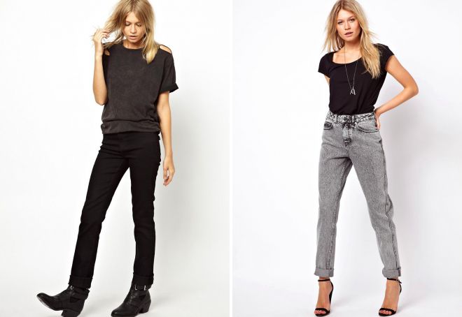 луки с прямыми джинсами для женщин 2018