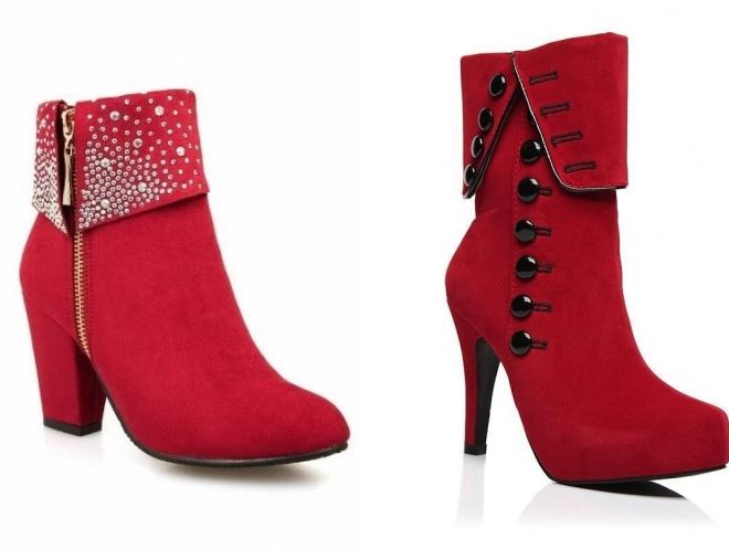 женские красные зимние ботинки