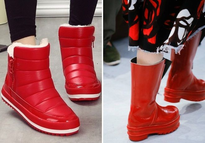 женские красные ботинки