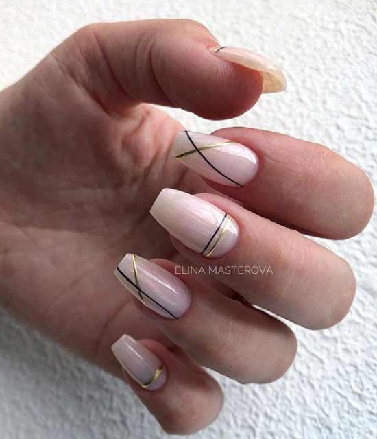Длинные ногти балерина с геометрией