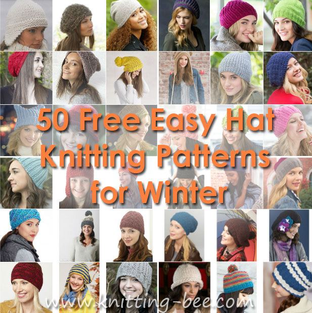 50 Free Easy Hat Knitting Patterns for Winter https://www.knitting-bee.com/