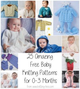 25 Amazing Free Baby Knitting Patterns for 0-3 Months from https://www.knitting-bee.com