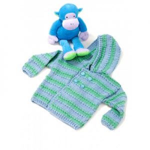 Caron Baby Boy Hooded Sweater Free Easy Knit Pattern