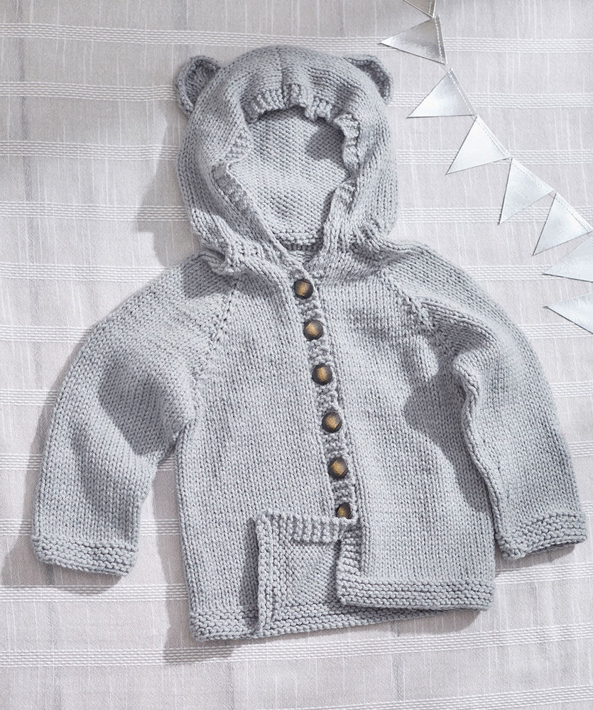 Easy baby cardigan knitting pattern with hoodie free