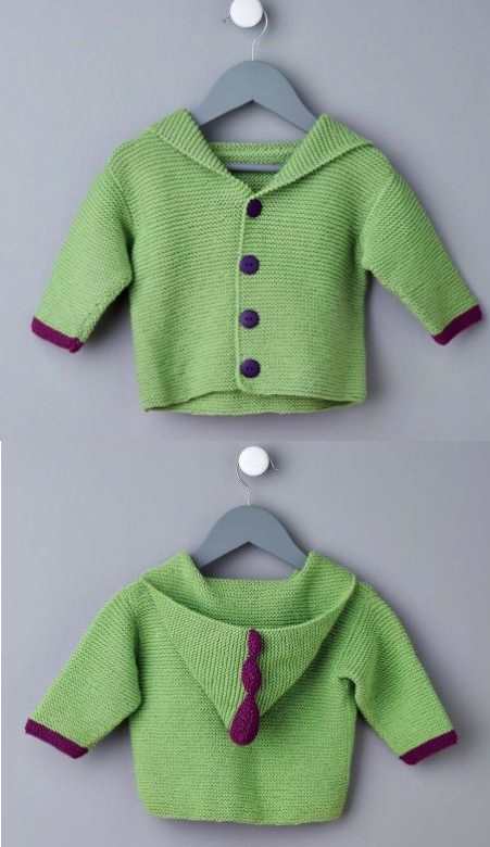 Free Easy Baby Cardigan Knitting Pattern with a Hoodie
