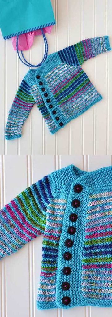 Free Knitting Patterns for Baby Cardigans Stripes