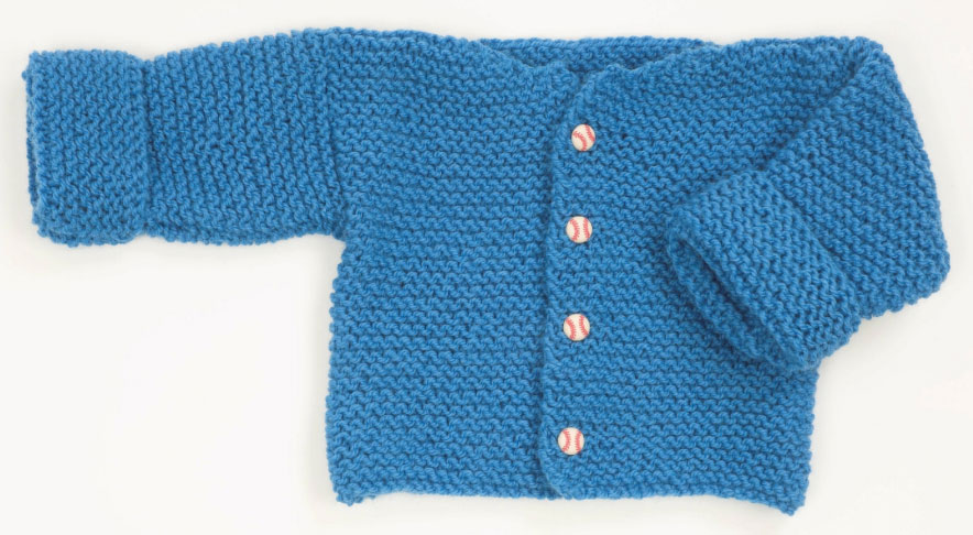Free knitting pattern for an easy garter stitch baby cardigan
