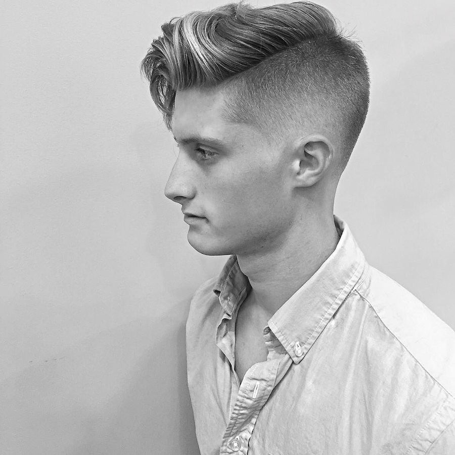 High fade and long fringe with medium length hair on top