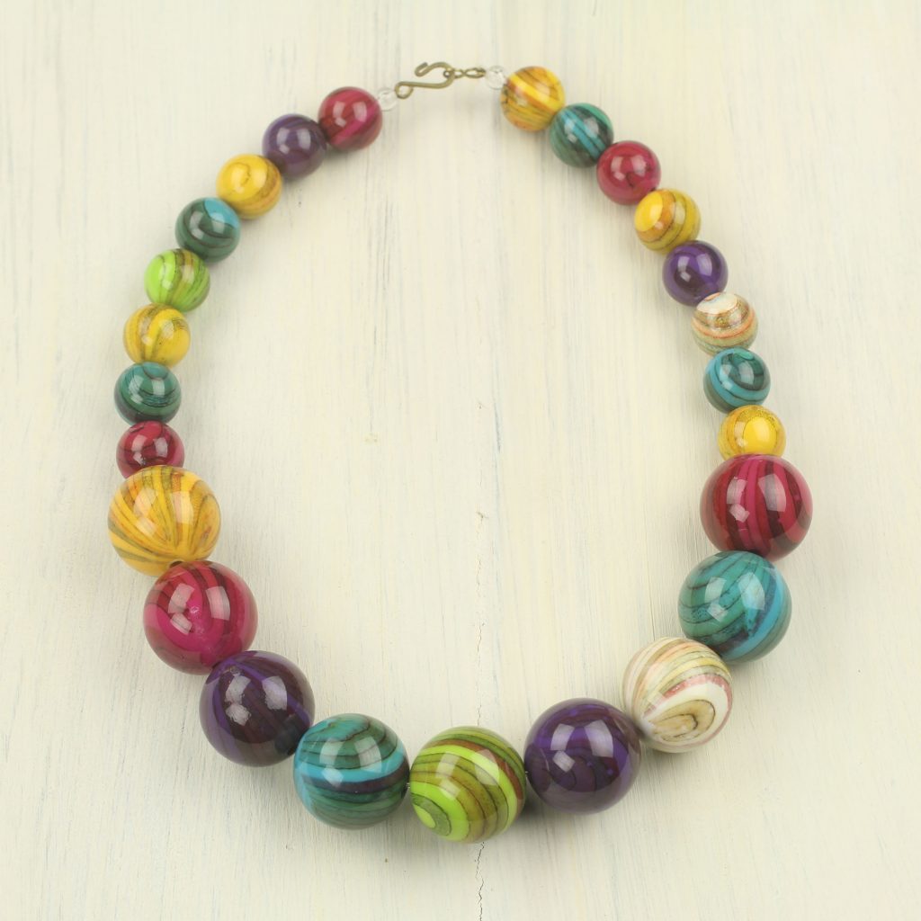 Eco-Friendly Colorful Recycled Plastic Bead Necklace, 