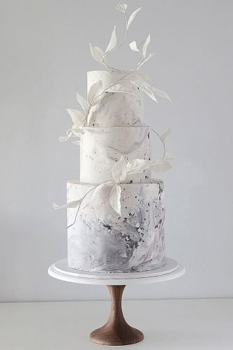 simple romantic wedding cakes leaves white cake