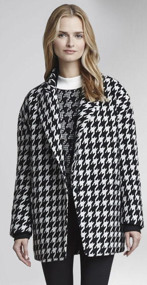 Theory Danvey Houndstooth Cocoon Coat