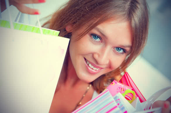 smiling woman with presents